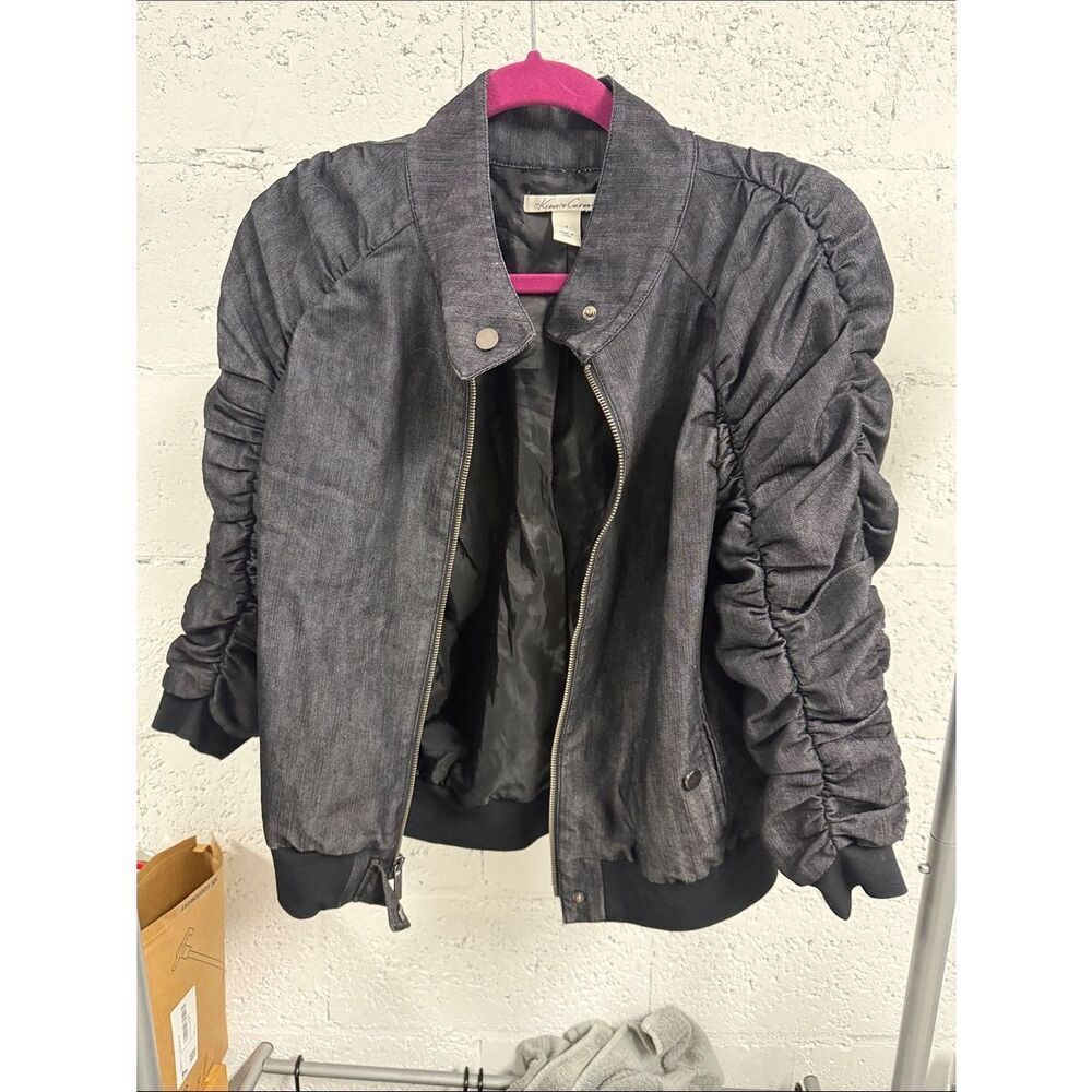 Kenneth Cole Size Small Denim Scrunch Sleeve Jacket - Zip Up - NEVER WORN